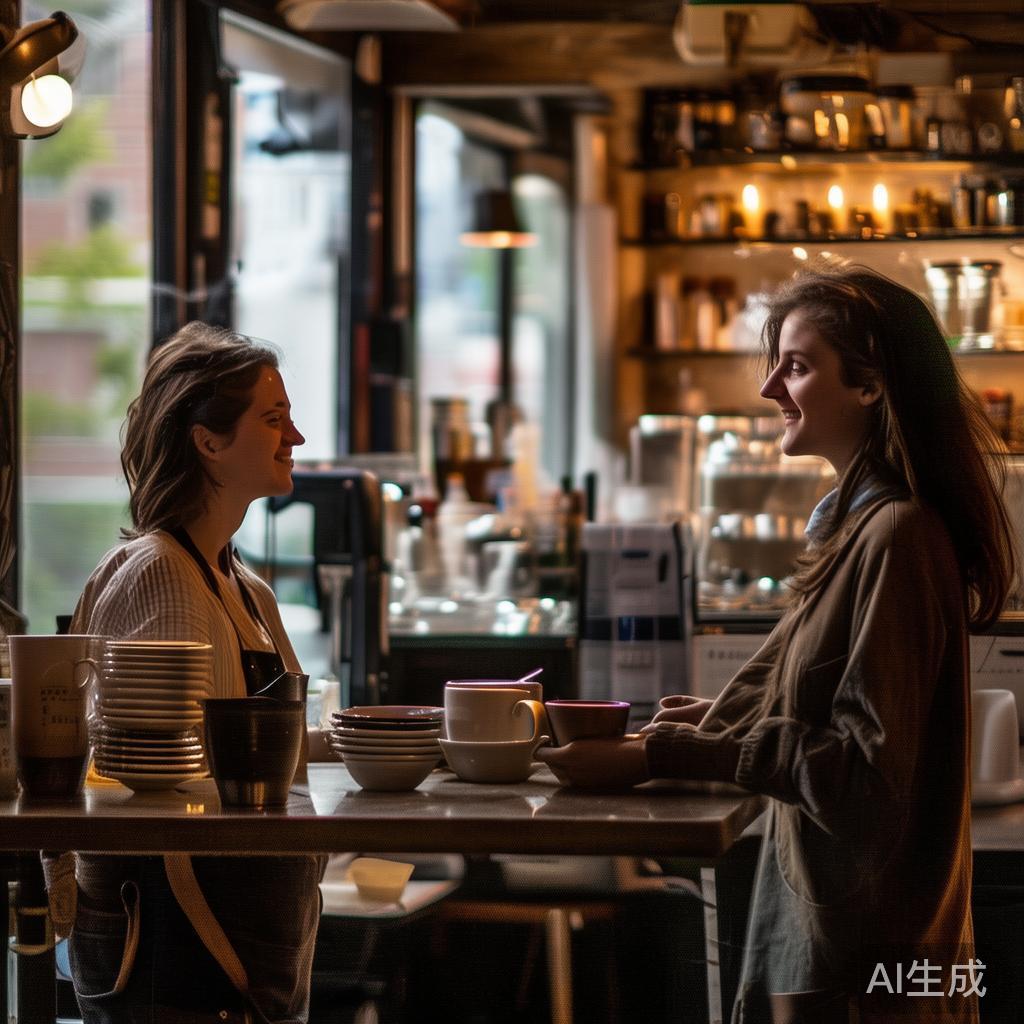 我走进咖啡厅，点了一杯咖啡。结